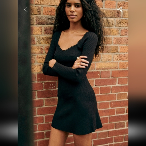 Sezane Dresses & Skirts - Sezane Hawa Black Long Sleeve Merino Wool/ Organic Cotton Dress